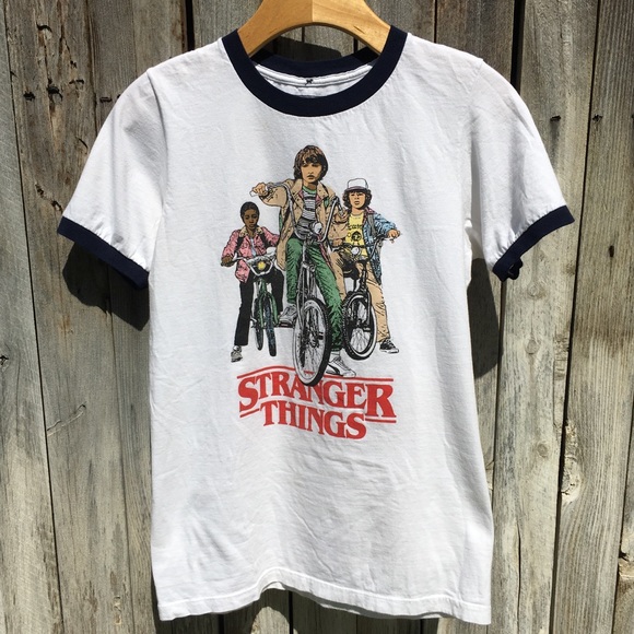 Netflix Tops - Stranger Things Ringer Graphic Tee White S